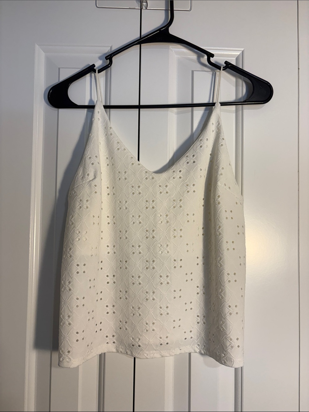 White Eyelet Camisole with Delicate Embroidery